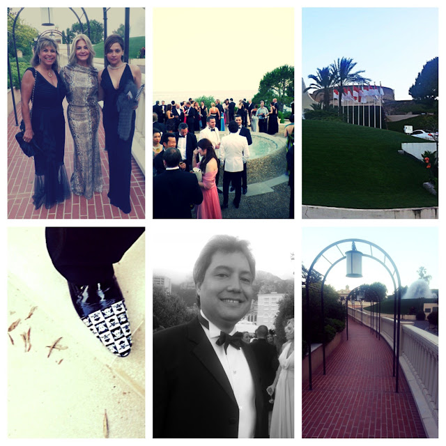 From top left: My friends Firuze Hariri and Rachel Virghis; the reception on looking the French Riviera; Jimmy’z Nightclub; Yoshi Ohmura and his skull shoes; the pass way to the reception.