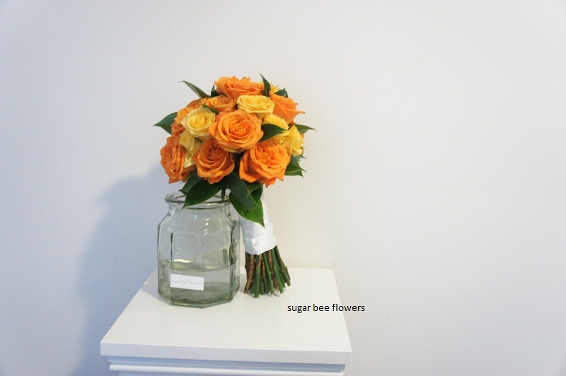 Valentine's day flowers tweed Sugar Bee Flowers: Vibrant orange and yellow wedding bouquet