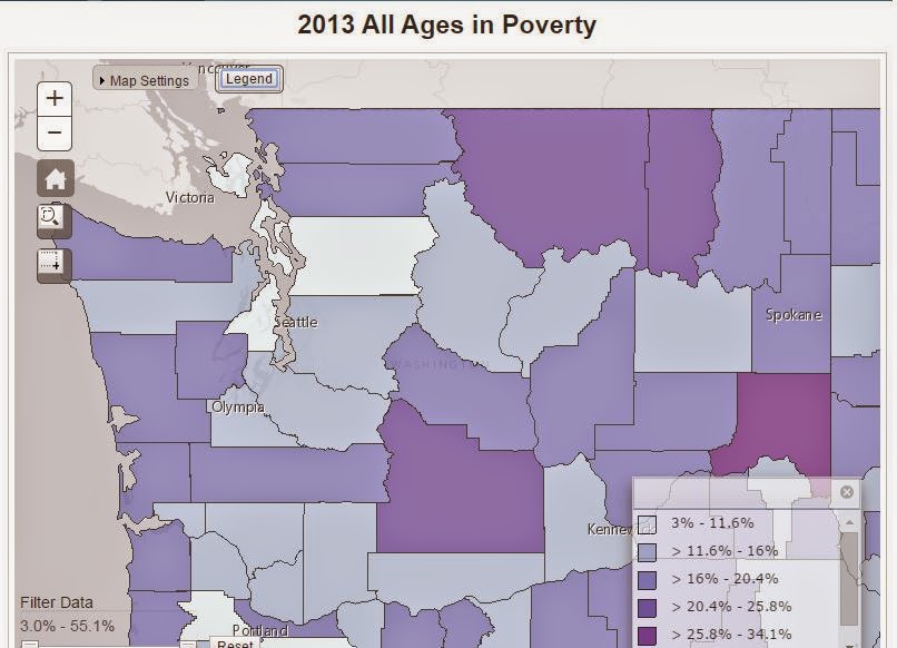 Bellingham Politics and Economics Census Charts on Poverty in WA State