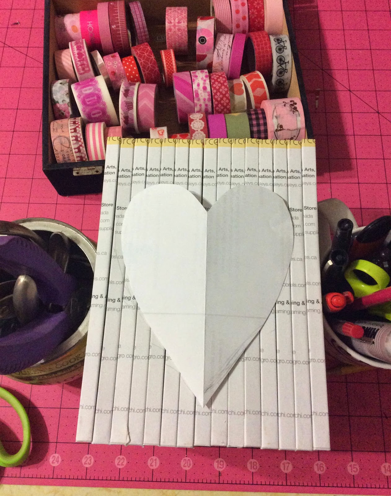 heart, book spine art, Valentine's day, craft, washi tape, collage, Valentine decoration