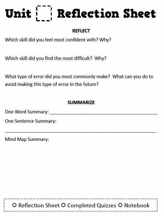 Math = Love: Unit Reflection Sheet Reflection