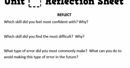 Math = Love: Unit Reflection Sheet Reflection