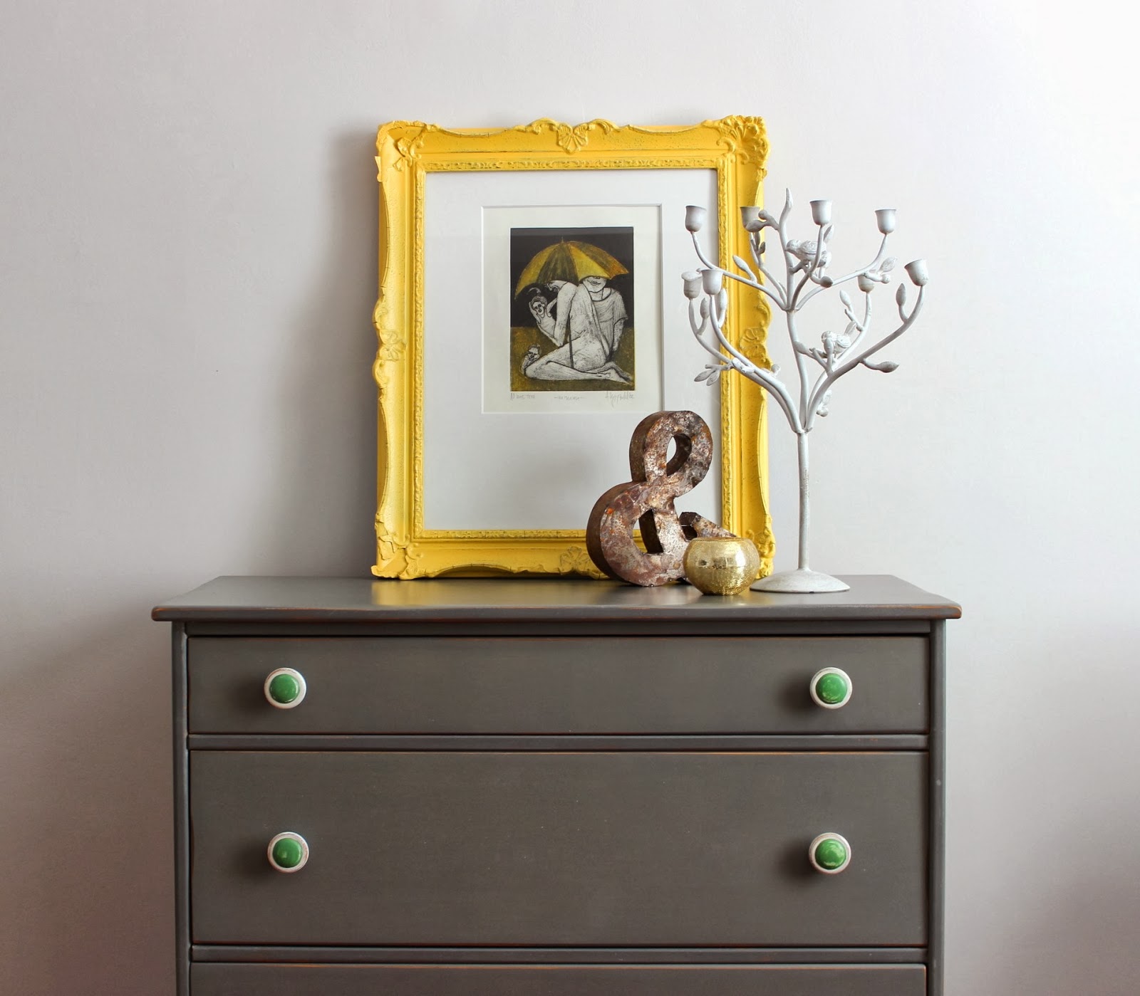 Poppyseed Creative Living Grey Dresser with Twotoned Knobs