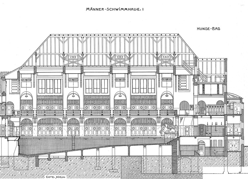 schnitt - männerschwimmhalle I und hundebad