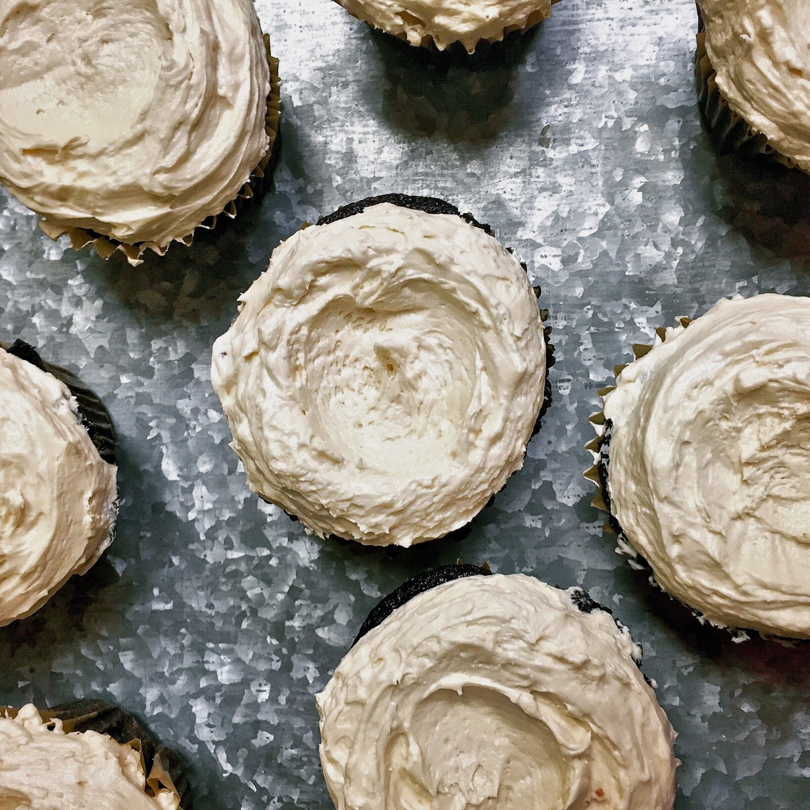 Haute + Heirloom Espresso Infused Dark Chocolate Cupcakes with Whipped