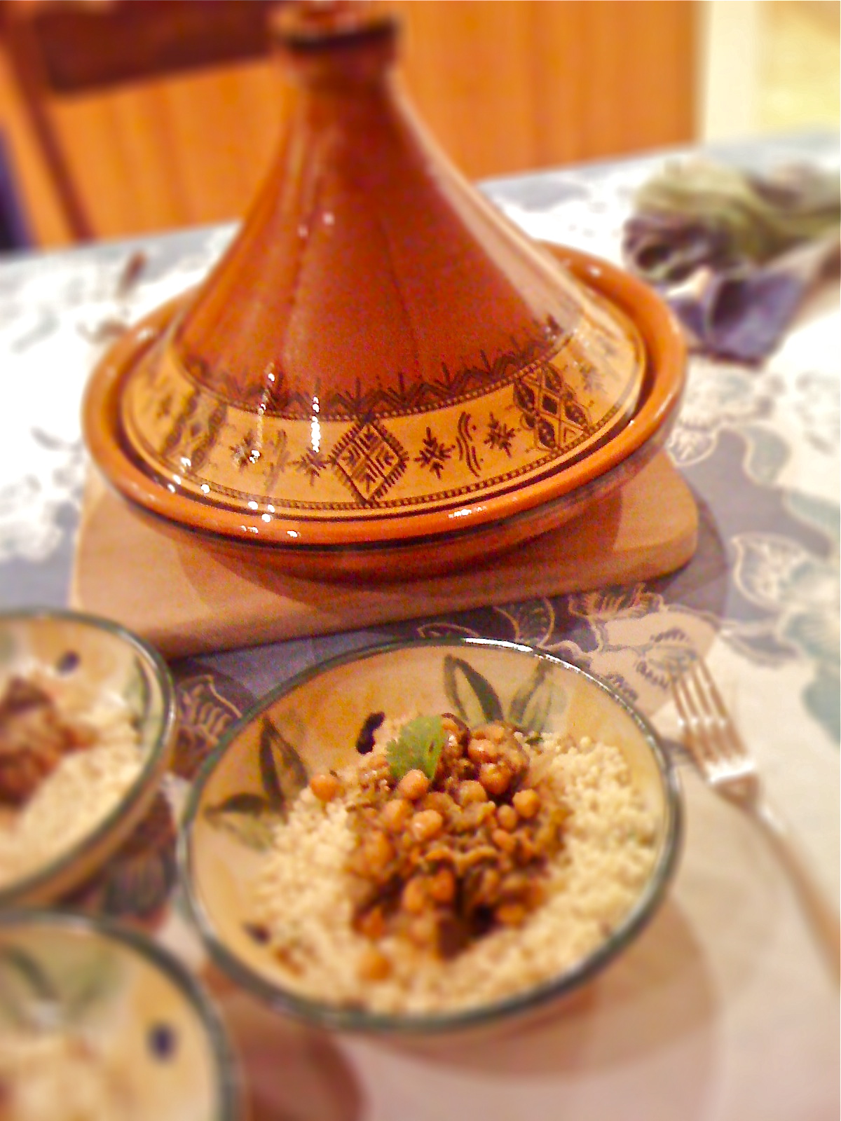 Vegan Recipes eggplant and chickpea tajine with cous cous