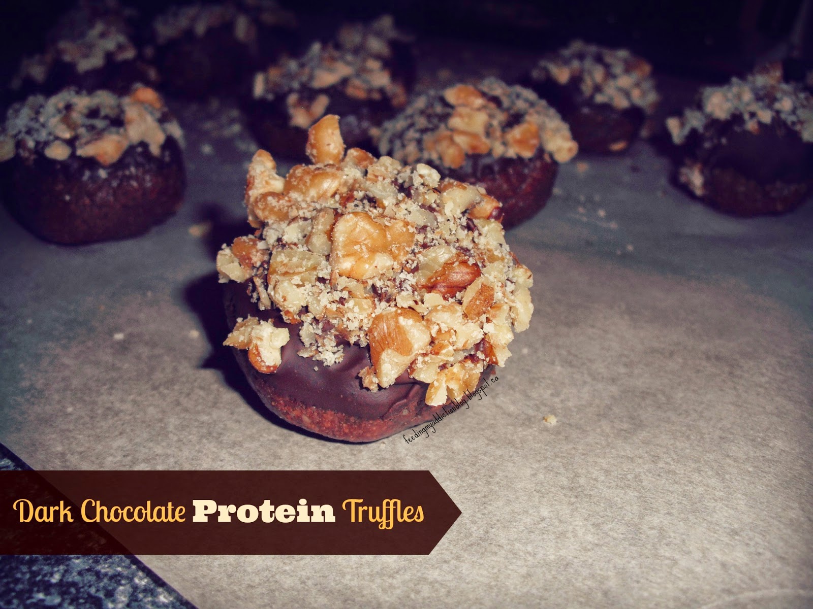 Feeding My Addiction Dark Chocolate Protein Truffles