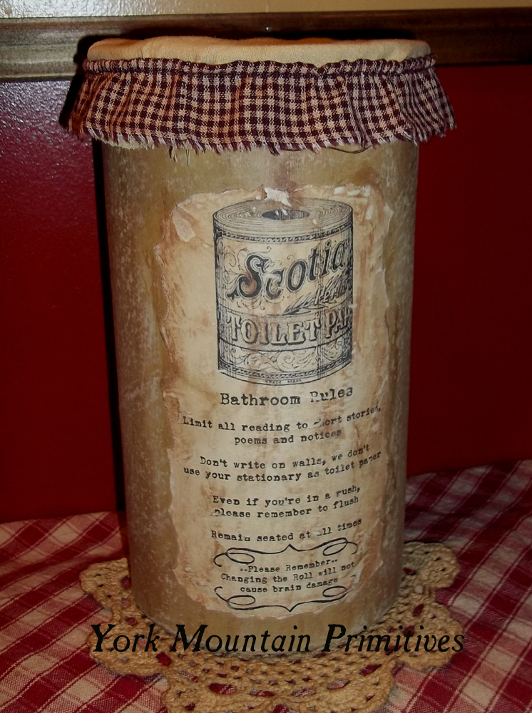 York Mountain Primitives Naked Toilet Paper Roll Cover tutorial for