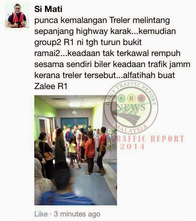 Video Kemalangan Maut Superbike di Lebuhraya Karak Video Kemalangan Maut Superbike di Lebuhraya Karak, Kronologi Kemalangan Maut Superbike Lebuhraya Karak, Gambar Jenazah Biker Hazalli Kemalangan Maut Karak Dikebumikan, Hazalli Khalid Penunggang Superbike Maut Lebuhraya Karak 2014, Status Whatsapp Terakhir Arwah Hazalli Khalid merupakan Petunjuk?, Gambar Selfie Mangsa Sebelum Kemalangan Maut Karak (19 Oktober 2014), Kronologi Kejadian Kemalangan Maut Di Lebuhraya Karak (19 Oktober 2014)