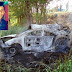 Carro pega fogo em acidente em Itaperuna e motorista morre carbonizado