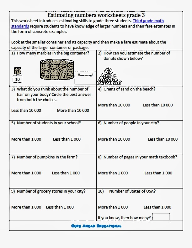 3rd Grade Math: Estimating Numbers