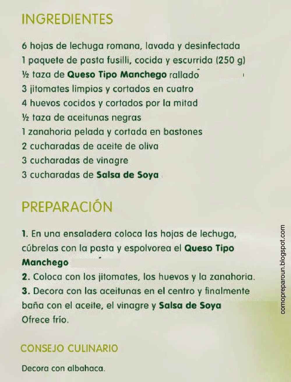 RECETAS DE COMIDA SALUDABLE : ENSALADA DE PASTAS - alimentacion sana