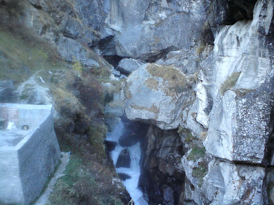 Bhim Pul on the Saraswati river in Mana Village near the Badrinath dham