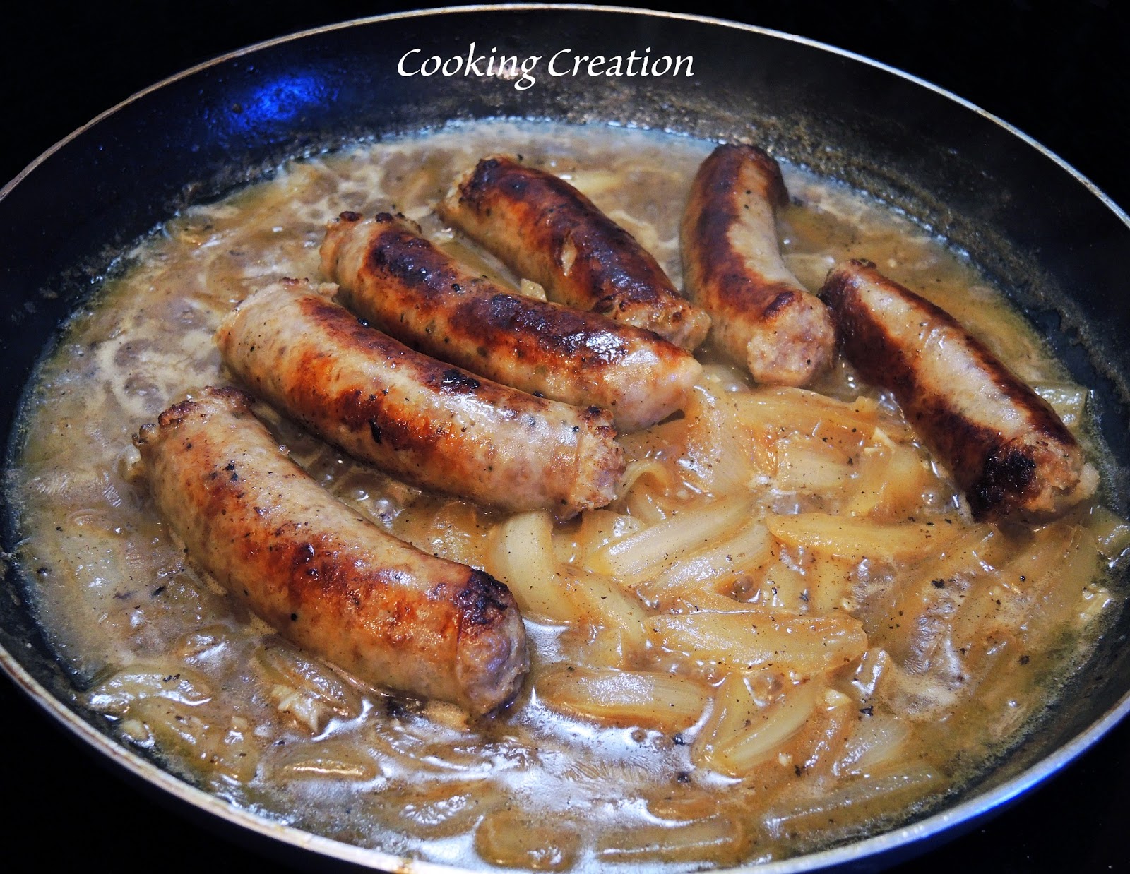 Cooking Creation Bangers and Mash with Sweet Onion & Beer Gravy