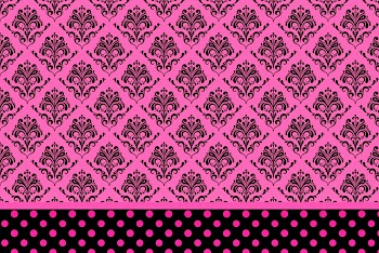Damasco negro sobre fucsia: Invitaciones para Imprimir Gratis.