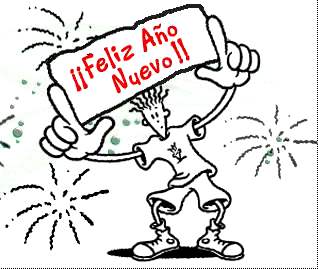 Feliz Año Nuevo en cartel Feliz Año Nuevo mostrando por un joven