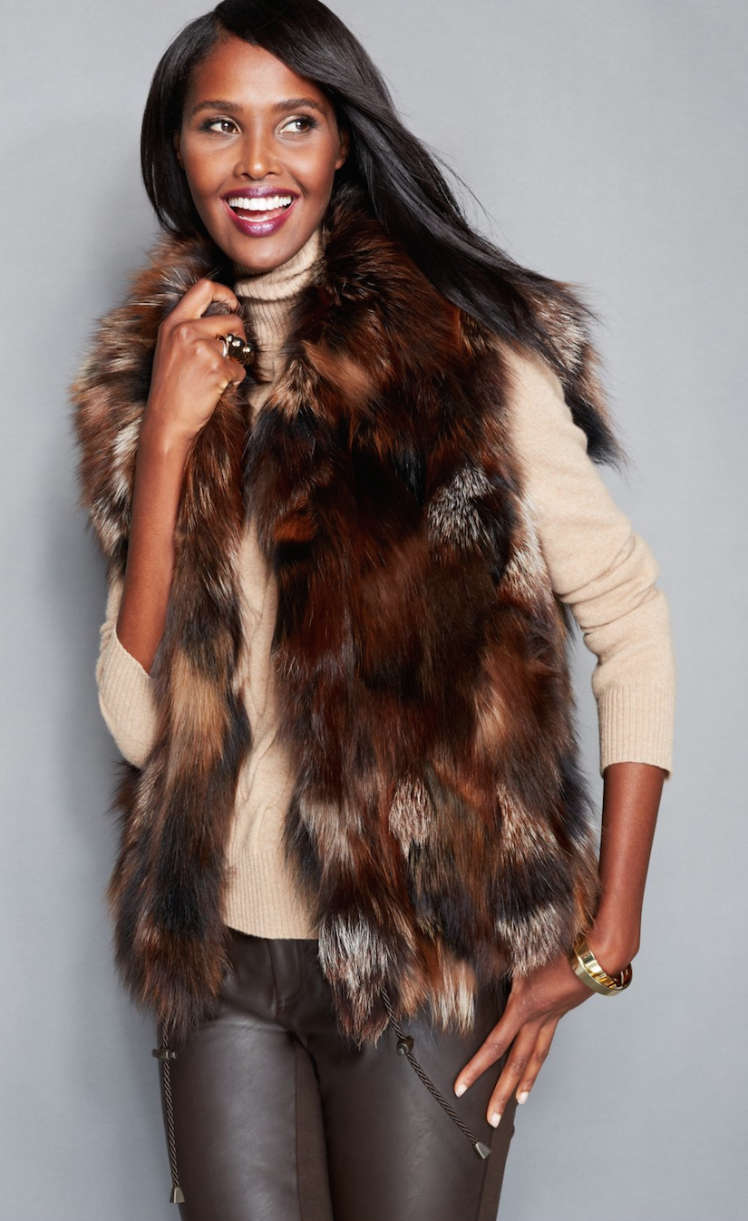 The Fur Vault Pieced Fox Fur Vest outerwear