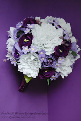 purple wedding bouquet paper flowers