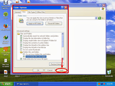 Learn how to show hidden files and folders in windowsXP step12 Learn how to show hidden files and folders in windowsXP step12