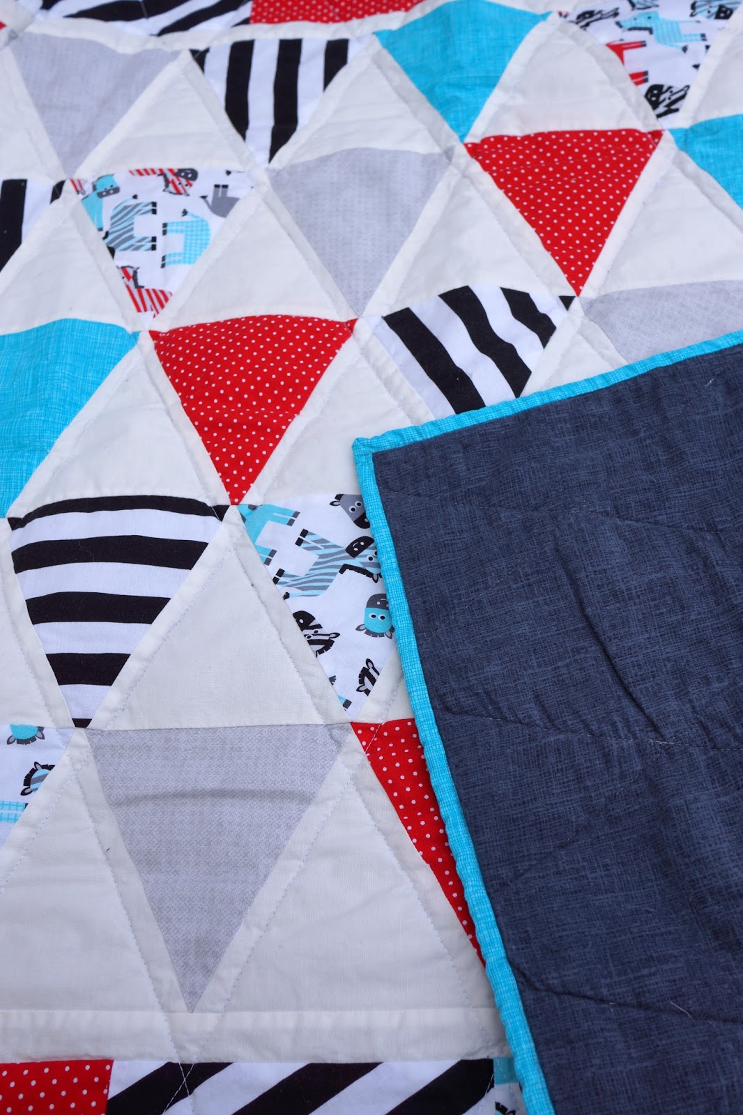 Lo, Ray, & Me Zebra Triangle Baby Quilt