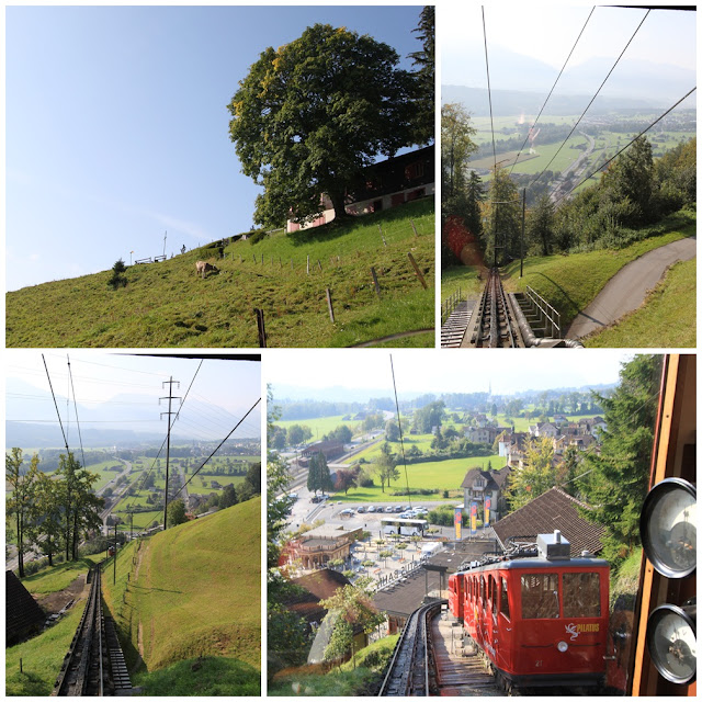 Panoramic views in the cogwheel train at Pilatus Kulm (Mount Pilatus) in Lucerne, Switzerland Panoramic views in the cogwheel train at Pilatus Kulm (Mount Pilatus) in Lucerne, Switzerland