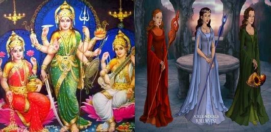 The three ndian and greek Goddess
