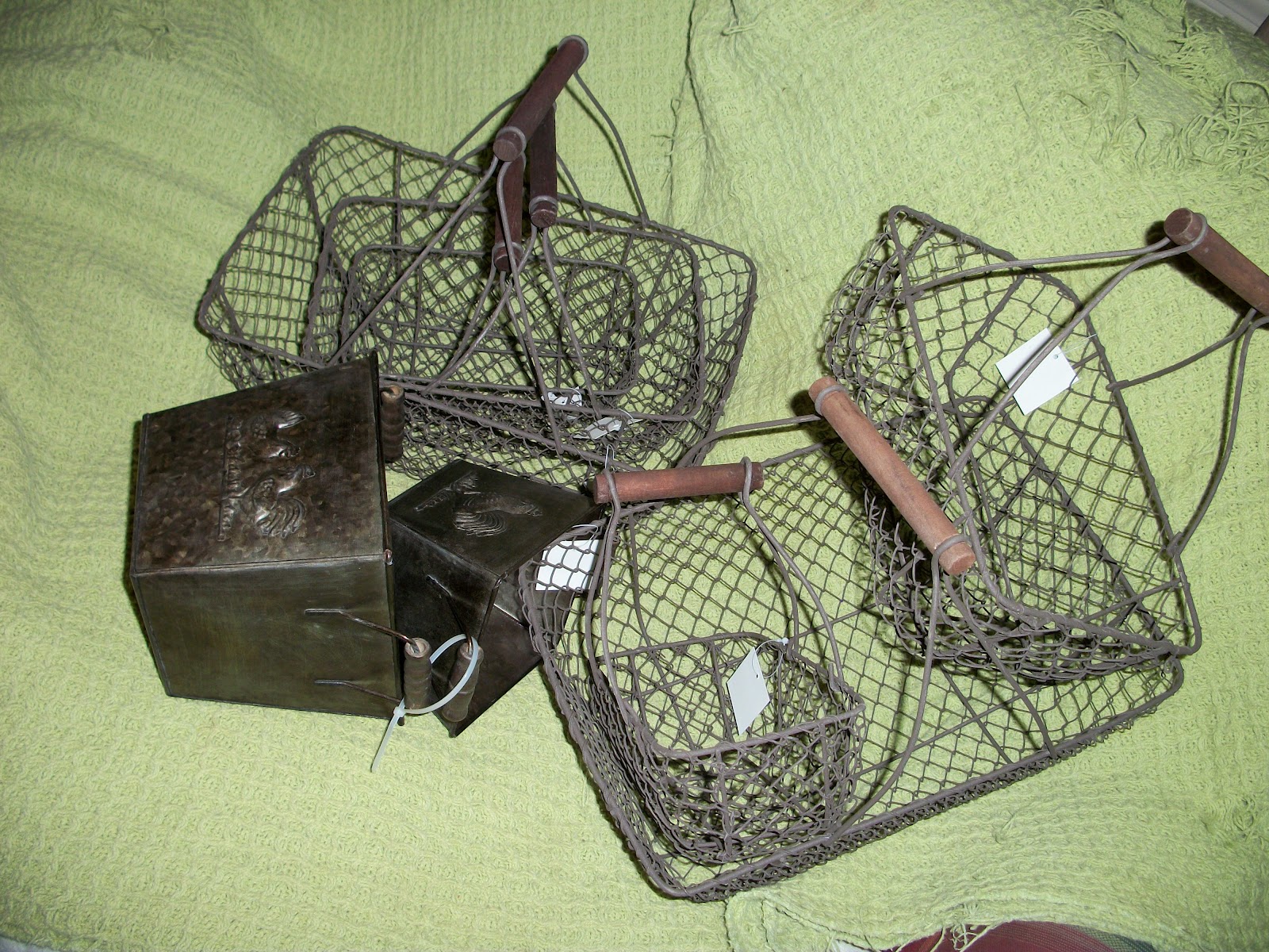 Distressed Donna Down Home Wire Baskets and Metal Buckets