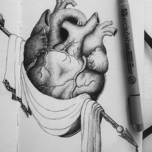 13-Heart-Veins-ventricles-valves-Kyle-Leonard-Miniature-Drawings-of-Human-and-Environment-Struggle-www-designstack-co