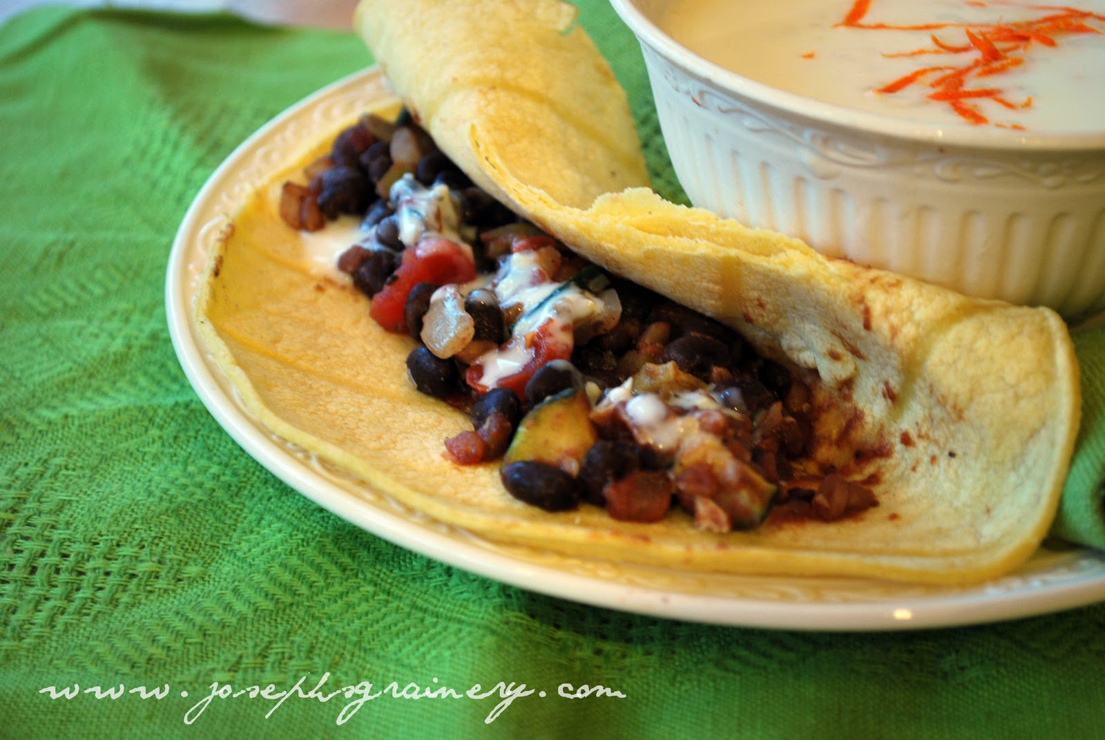 Joseph's Grainery Black Bean, Zucchini and Wheat Berry Tacos