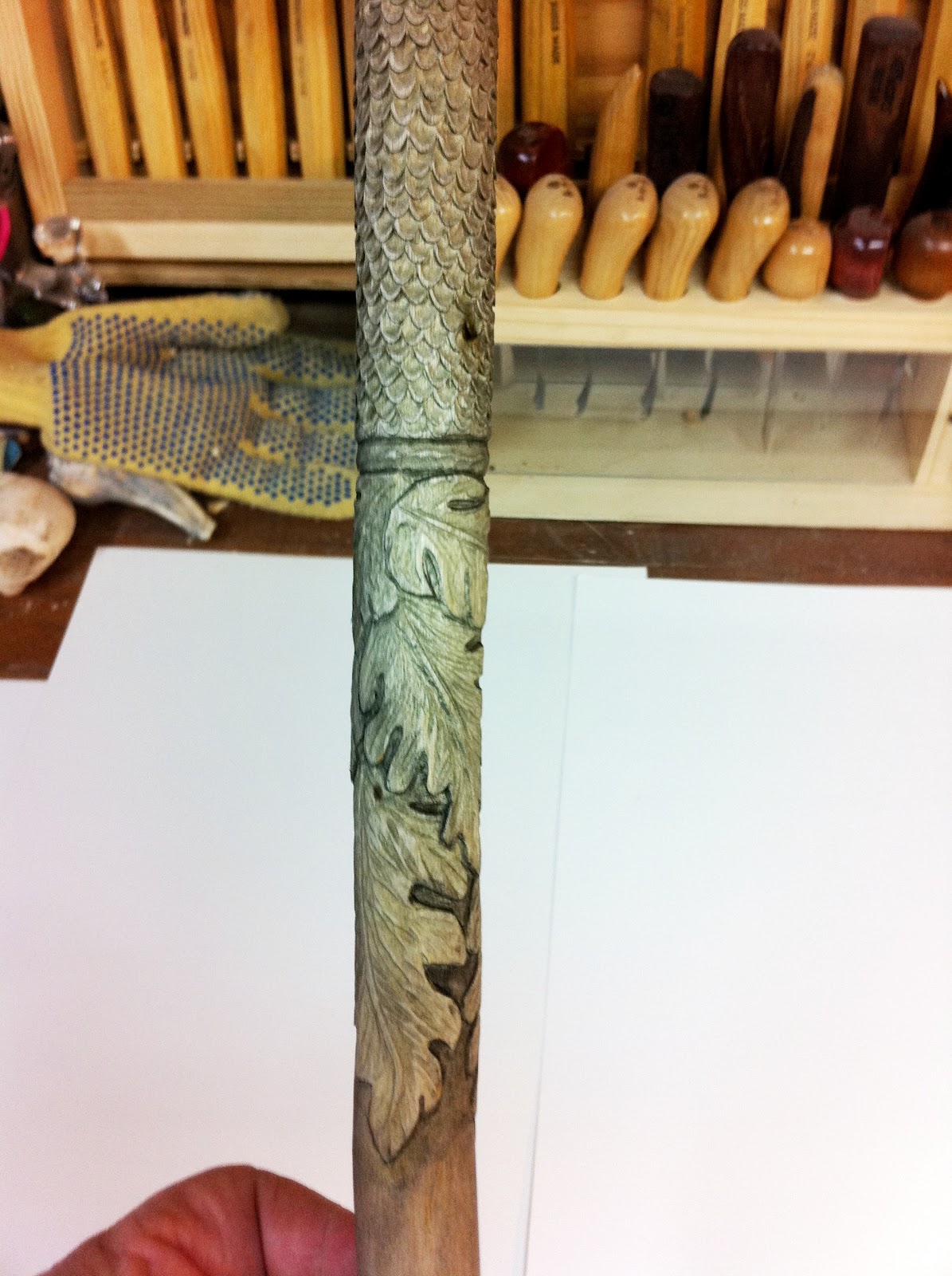 Mike Pounders Wood Carving "Sumac Cane"