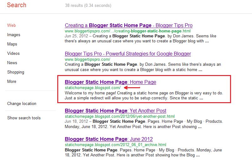 Blogger Static Home Page Google Search Results Blogger Tips Pro