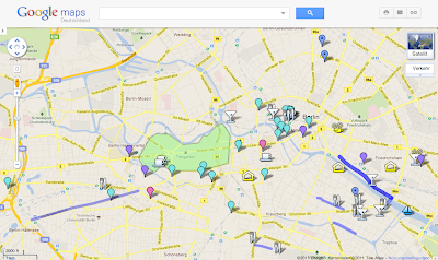 Ein Screenshot von Google Maps und einer Karte von Berlin