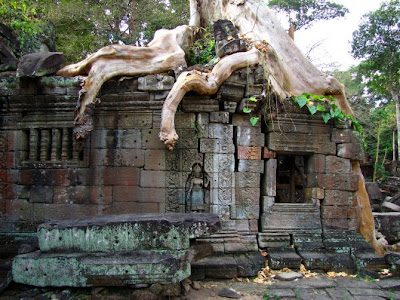 Inside view of Angkor Wat Hindu Temple Cambodia