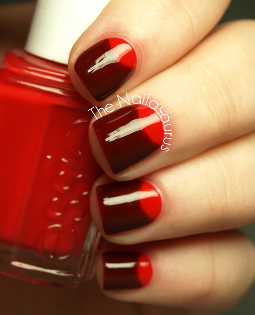 Maroon Half Moon - The Nailasaurus | UK Nail Art Blog