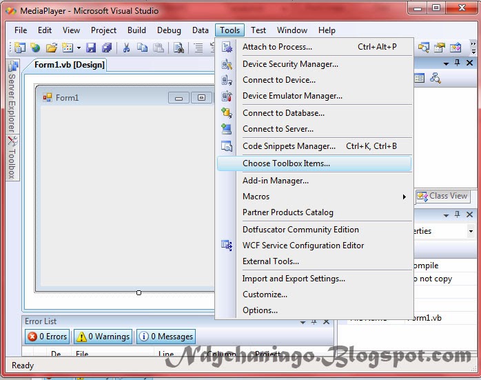 visual studio 2008 menustrip