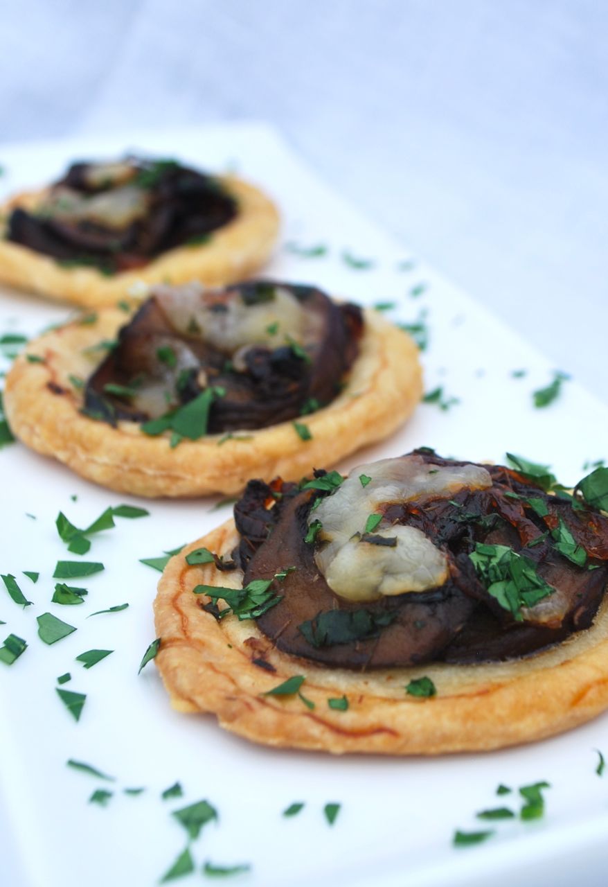 Scrumpdillyicious Caramelized Onion, Mushroom & Gruyere Tartlets
