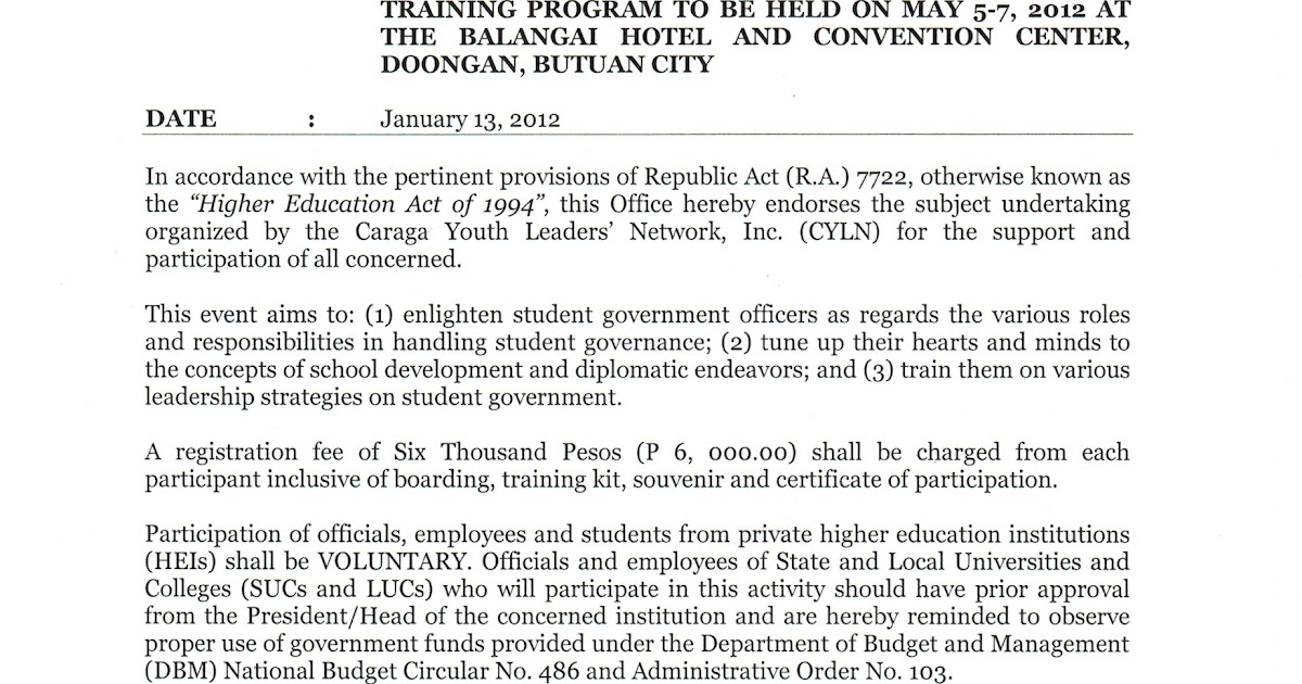 Philippine Higher Education Student Government Leadership Training