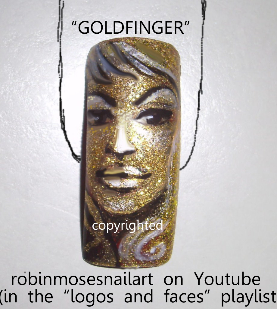 james bond goldfinger tutorial nail art, goldfinger nail, robin moses nail