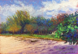 Original painting of a scene from Centai kok, a beach at Langkawi, done in soft pastels by Manju Panchal