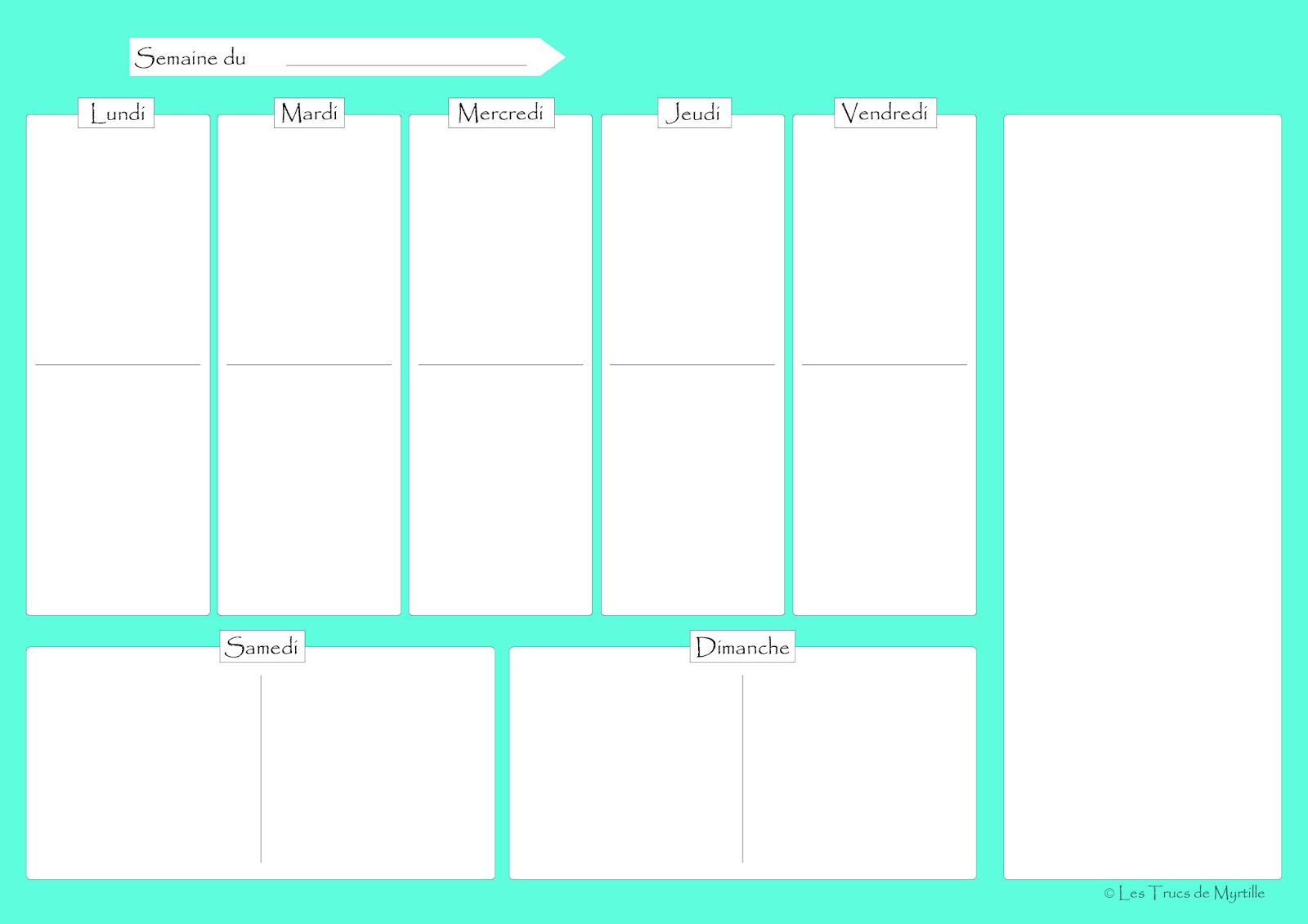 Menus hebdomadaires à imprimer - Planning vierge PDF & Excel