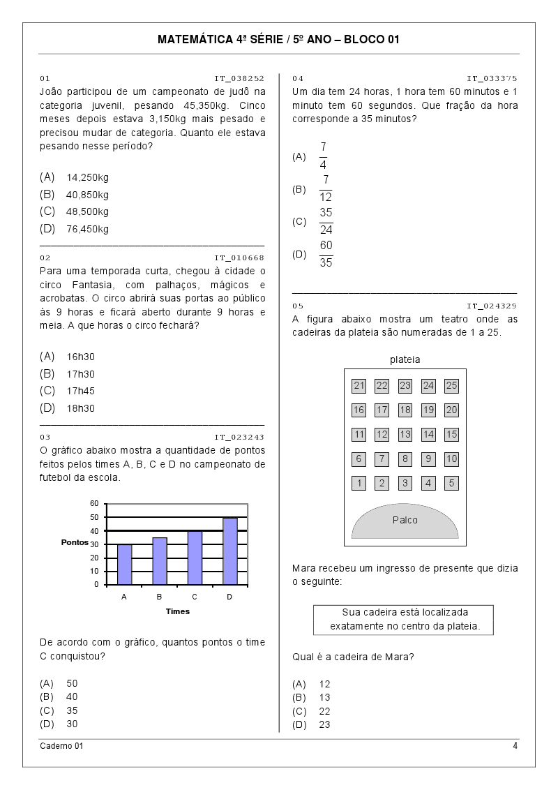 Atividades de matemática para imprimir 5 ano