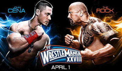 imagen de el combate estelar en wrestlemania 28 de john cena vs the rock