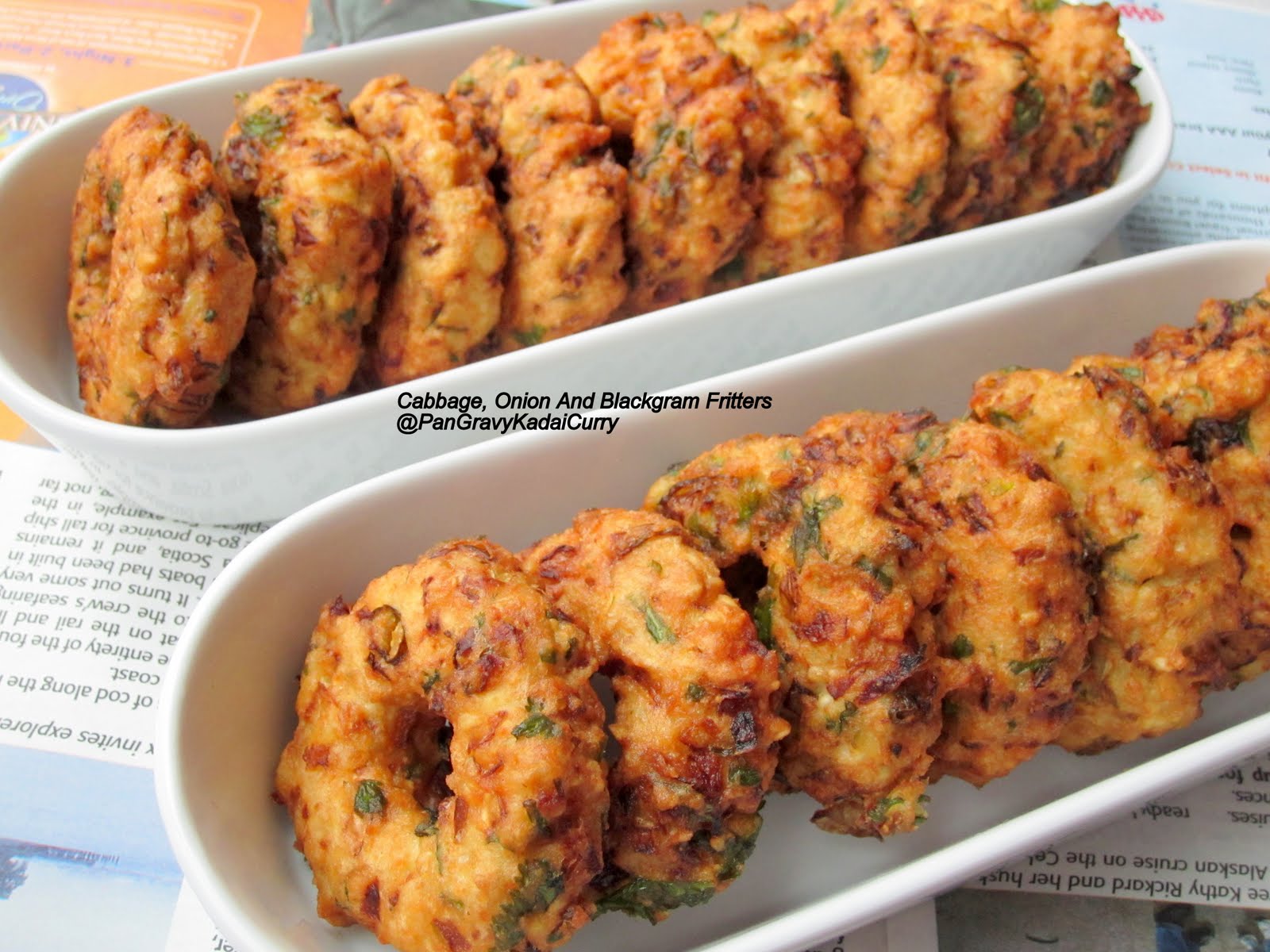 Pan Gravy Kadai Curry Cabbage, Onion And Blackgram Fritters "Doughnut