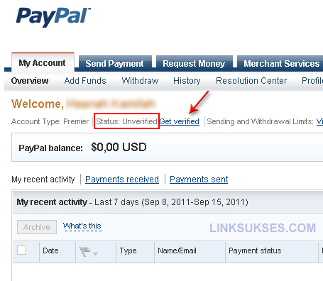 Verifikasi Paypal