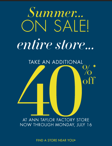 Ann taylor coupon factory store