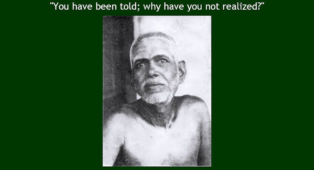 Bhagavan Sri Ramana Maharshi - "You have been told; why have you not realized?"