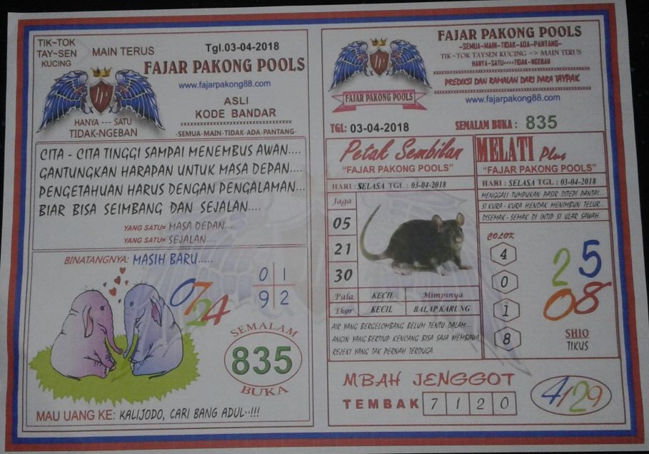 Hasil Keluaran Togel Malaysia Kode Syair Fajar Pakong Malaysian Hk Indonesian Pools 03 April 2018