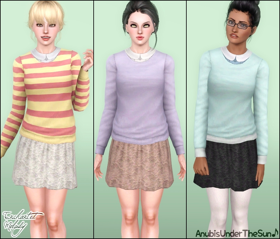 Enchanted Melody ~ Sweater and Lace Skirt by Anubis