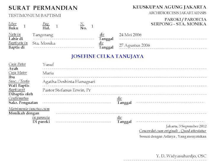 Cetak Surat Baptis Pembaharuan (Ukuran 1/2 Folio)