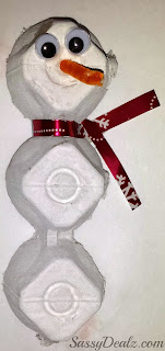 egg carton snowman craft for kids